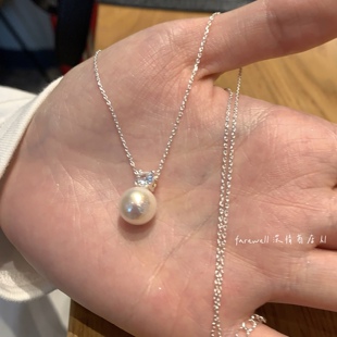 单颗珍珠小钻项链 极简温柔风锁骨链 通勤百搭细链项链