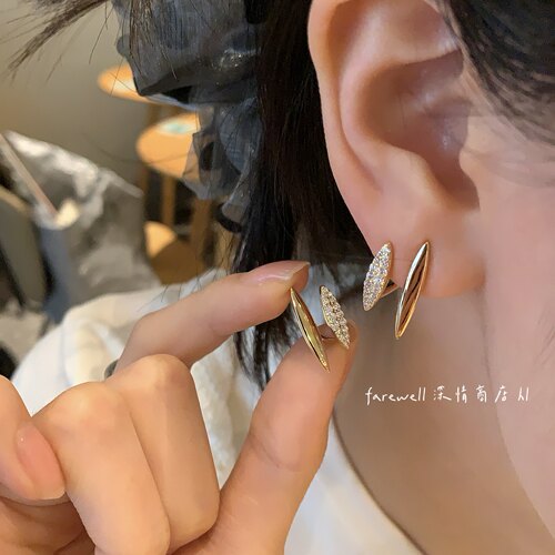 轻奢小众马眼形闪钻耳钉通勤百搭