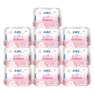 ABC护垫卫生巾女棉卫生透气超薄整箱组合装姨妈巾正品加长163mm