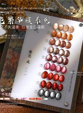 milan2025新款9色小套系甲油胶爆闪猫眼胶流行显白色美甲店专用