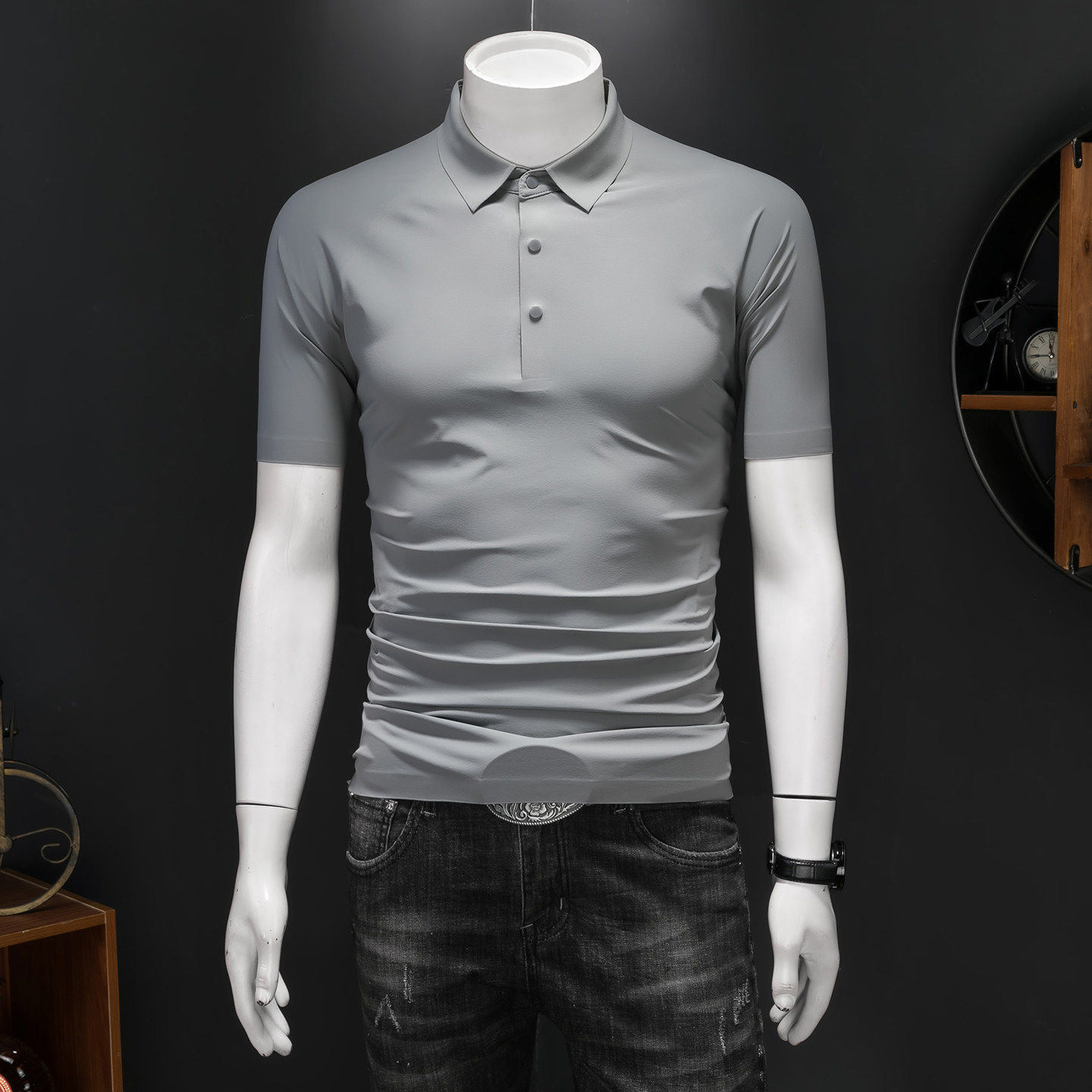 26夏季多色新款纯色商务冰丝无痕修身POLO衫翻领短袖2617-P68，男装Polo衫，钱塘7038(原5007）