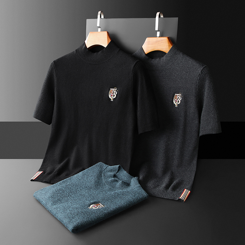 新品2023男士秋冬半袖羊毛针织衫打底修身短袖9193p125188，男装针织衫/毛衣，钱塘7038(原5007）