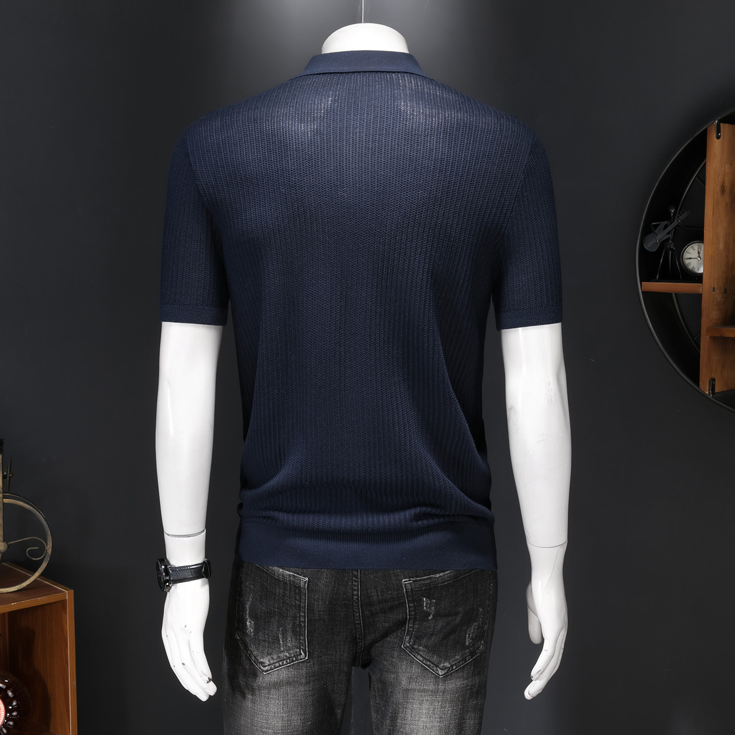 翻领半拉链门襟Polo衫的商务感同时针织面料凉爽不闷汗26160/p105,男装Polo衫,钱塘7038(原5007）