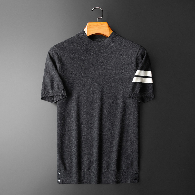 25新品秋冬男士羊毛衫半高领半袖刺绣厚毛衣针织衫打底衫9608p125，男装针织衫/毛衣，钱塘7038(原5007）