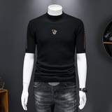 2022年男士半高领毛衣半袖短袖休闲针织打底衫羊绒衫6816p215，男装针织衫/毛衣，钱塘7038(原5007）