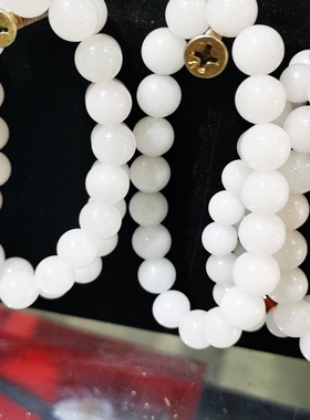 天然新疆昆仑玉手串羊脂玉手链男女款白玉圆珠单圈圆珠手串手链