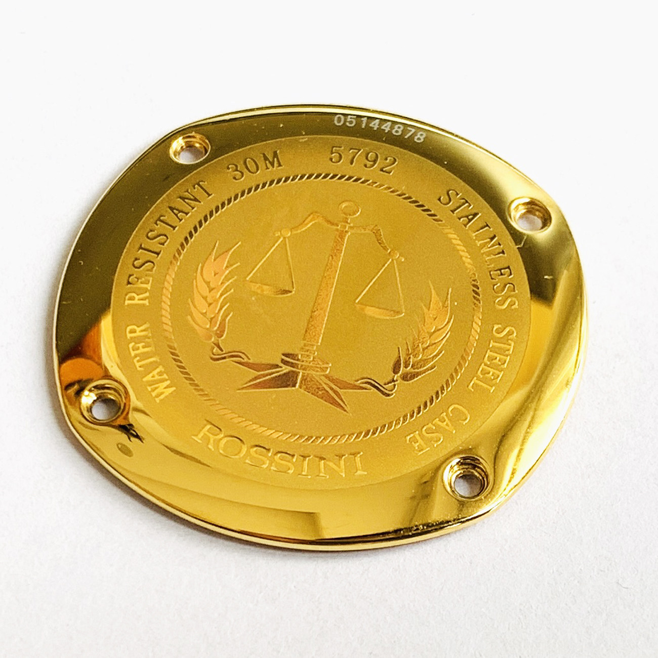 罗西尼原装原厂后盖金色防水5792手表精钢底盖表壳镂空玻璃底镜