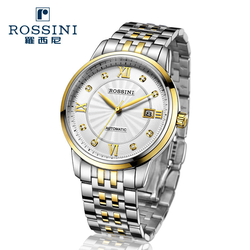 专柜正品联保罗西尼表5529男士手表18k金自动机械表精钢防水5529