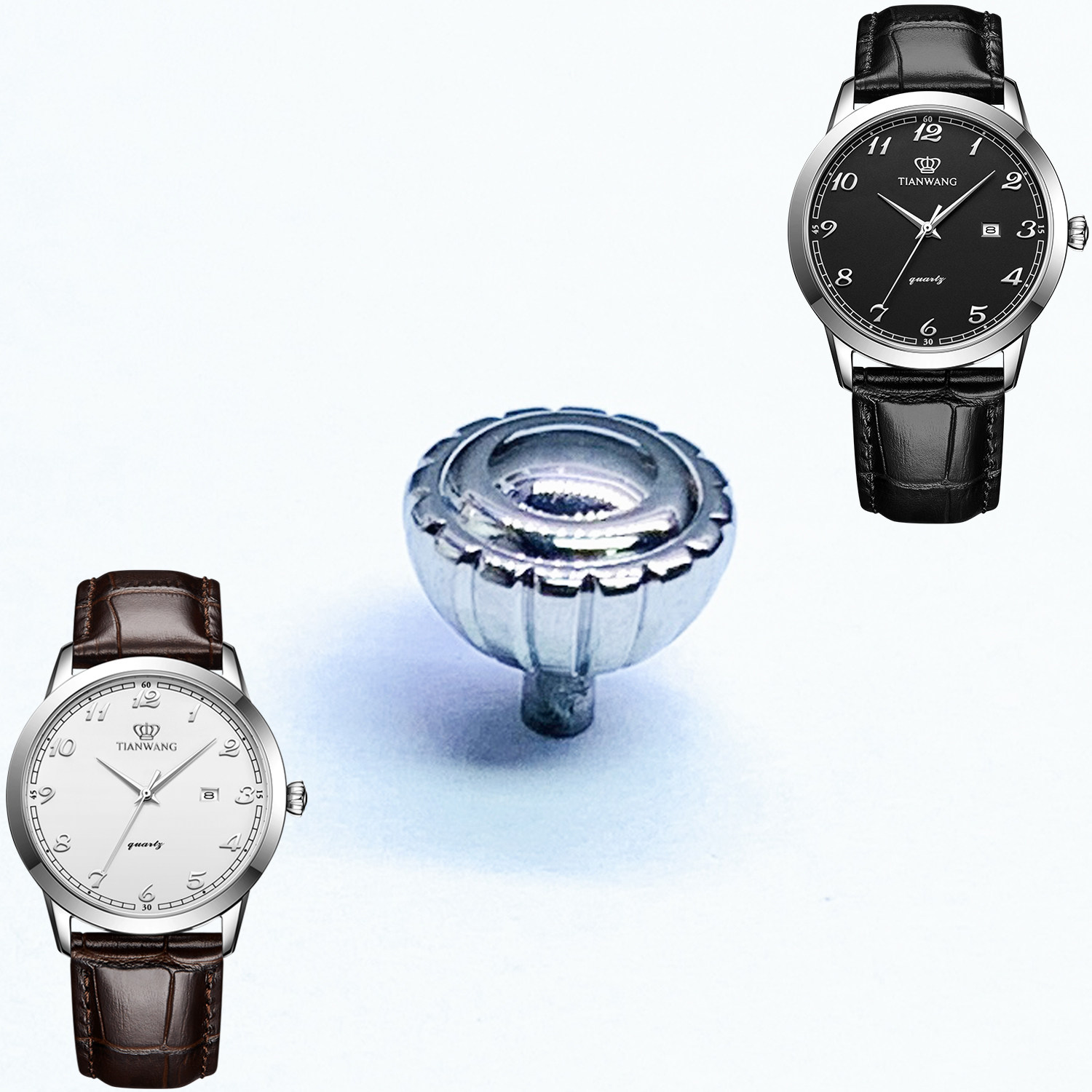 天王原装把头gs3886表把防水表冠男款旋钮原厂正品精钢把的3886