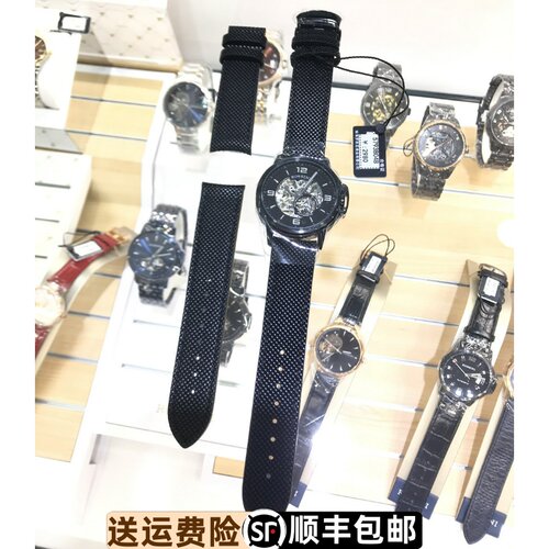 黑色蜥蜴纹弧形接口皮表带原厂
