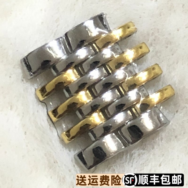 罗西尼8461钢带加长实心表耳蝴蝶扣8462原厂精钢间金带节间玫瑰金