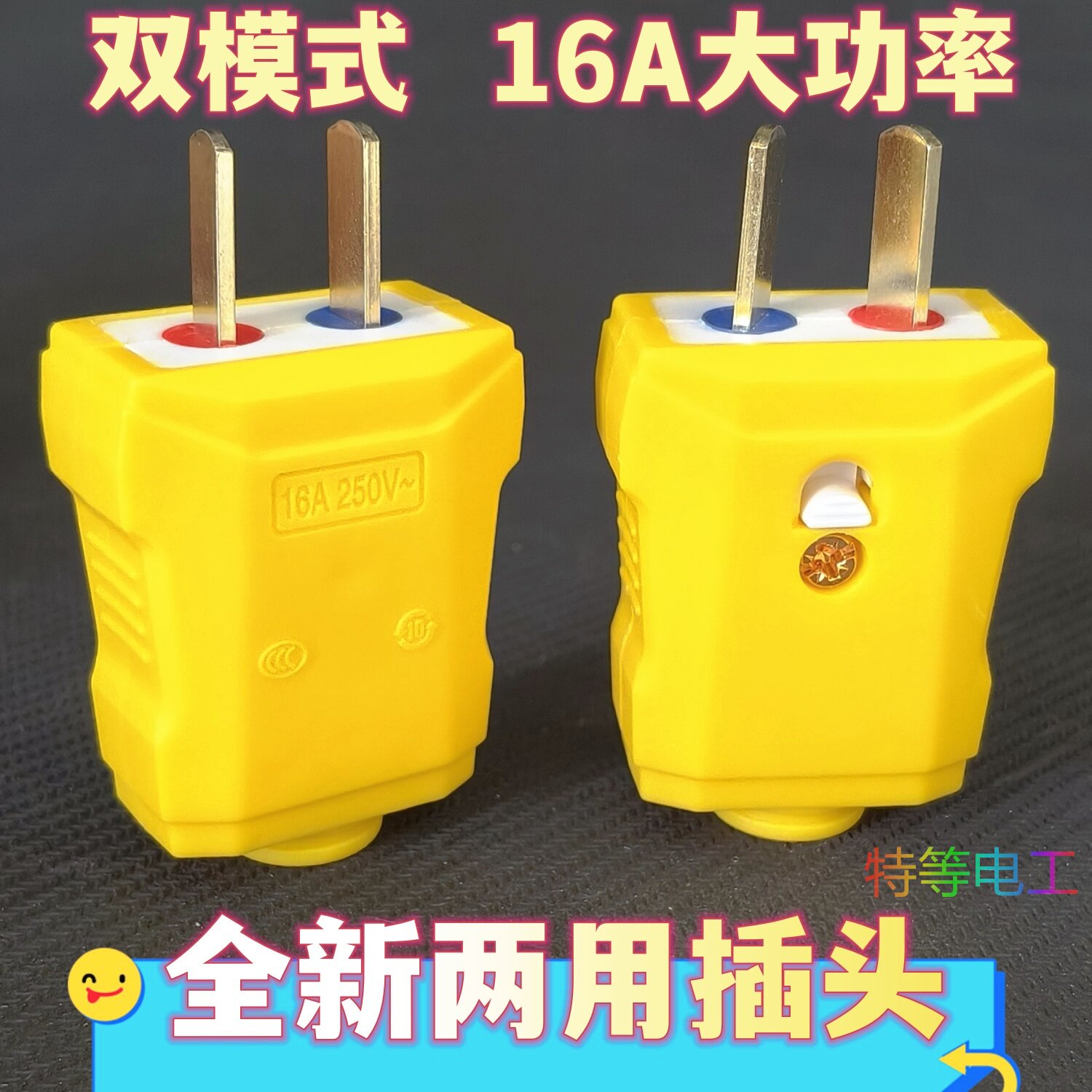 两用插头二脚大功率可旋转