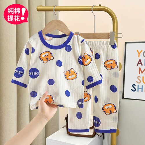 夏季儿童纯棉套装宝宝全棉空调服