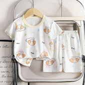 冰丝空调服夏季 男孩女童薄款 可爱睡衣宝宝家居服 套装 儿童洋气短袖