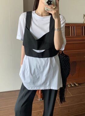 东大门女装吊带小背心外穿2026春夏新款宽松黑色叠穿短上衣