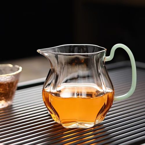 瓜棱透明耐热玻璃加厚公道杯公杯