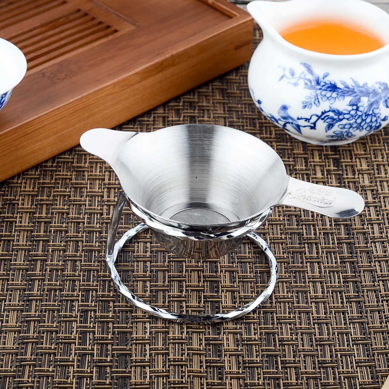 【精细百目】 高密度双层过滤网 茶滤茶具 304不锈钢加厚茶漏漏斗