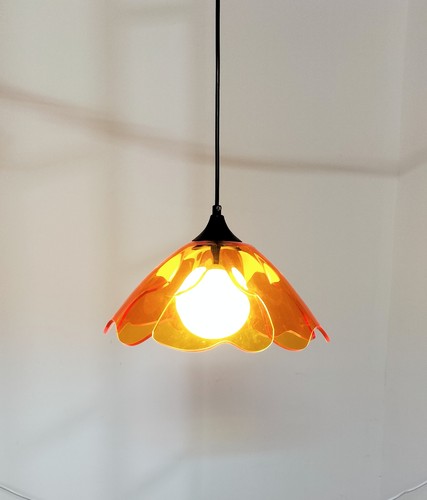 后现代北欧咖啡厅餐厅吊灯卧室床头吊灯花朵橘红色吊灯