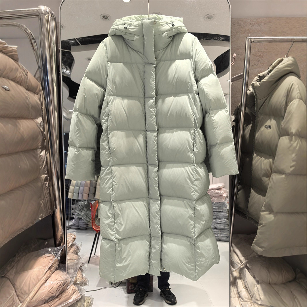 2025新款泡芙长款过膝石墨烯背带加厚连帽冬季保暖羽绒服男女