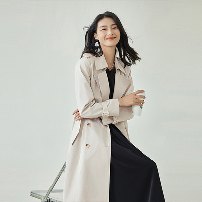 英伦风高级感中长风衣外套女秋冬新款2025今年流行小个子休闲