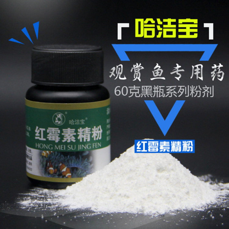 哈洁宝水族专用广谱消炎红霉素粉剂60克杀菌除蓝绿藻海水烂尾白点