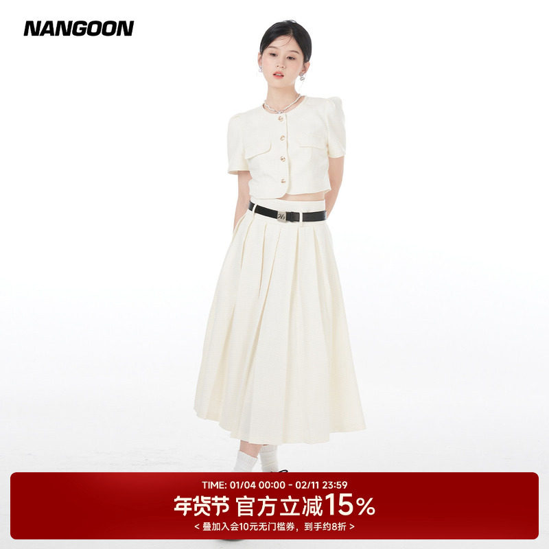 NANGOON 千金女主百褶套装小香风外套开衫上衣遮肉长短裙子辣妹,女装/女士精品,时尚套装,淘宝优惠券,粉丝福利购,淘宝优惠卷