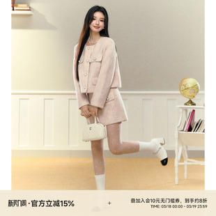 女外套裙子 少女风千金高级感粉色冬羊毛套装 NANGOON 原创甜美法式