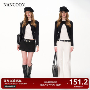 NANGOON 设计感假两件圆领休闲撞色上衣气质百搭新款秋季毛针织衫