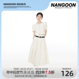 NANGOON 千金女主百褶套装小香风外套开衫上衣遮肉长短裙子辣妹