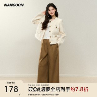 套装 NANGOON 休闲裤 上衣女秋季 女显瘦 原创毛呢小香外套设计感新款