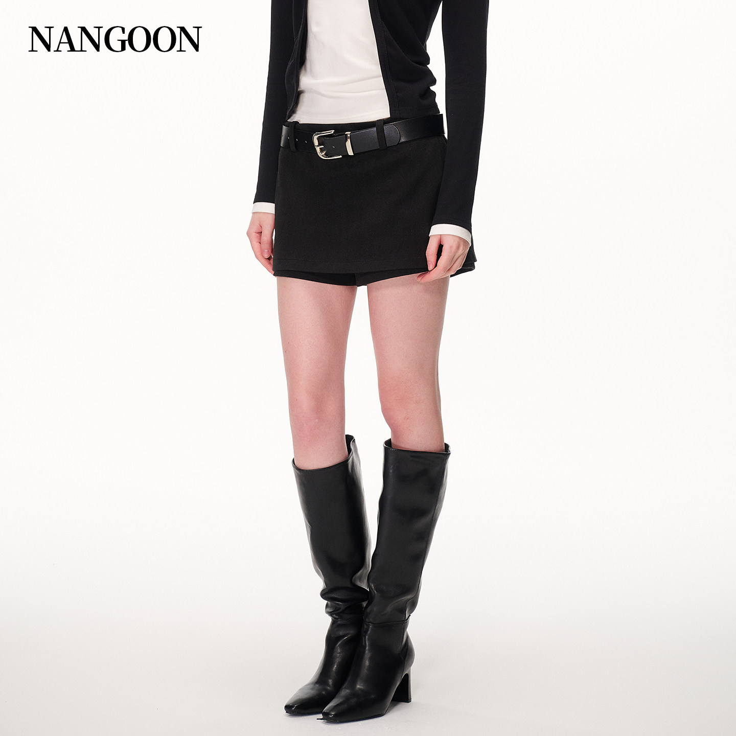 NANGOON 高腰线设计短款磨毛半身裙裙裤女2026秋季新款百搭裙子图片
