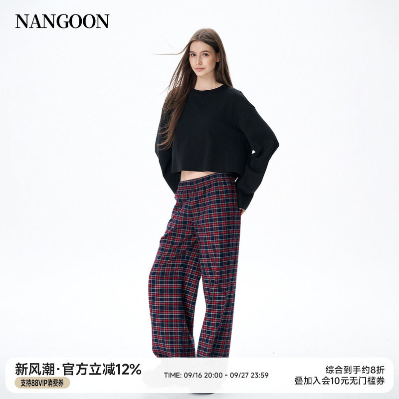 美式宽松圆领廓形长袖上衣