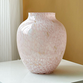 高级感浅粉色琉璃大肚花瓶摆件法式 复古轻奢客厅水培插花玻璃花器