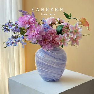 琉璃花瓶摆件客厅餐桌插花情绪稳定设计感小众大口径高级感花器