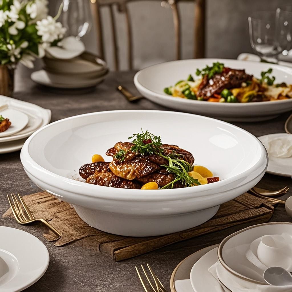 酒店创意陶瓷阔气盘饭店餐盘小吃盘餐厅汤盘家用盘子中式白色菜盘