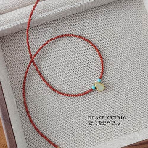 原创国风新中式天然南红项链