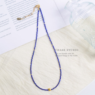 天然青金石 小众原创设计高级轻奢锁骨链送女友 925银项链女款