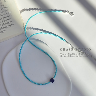 天然绿松石串珠项链女小众设计高级感锁骨链 绿松石 CHASE