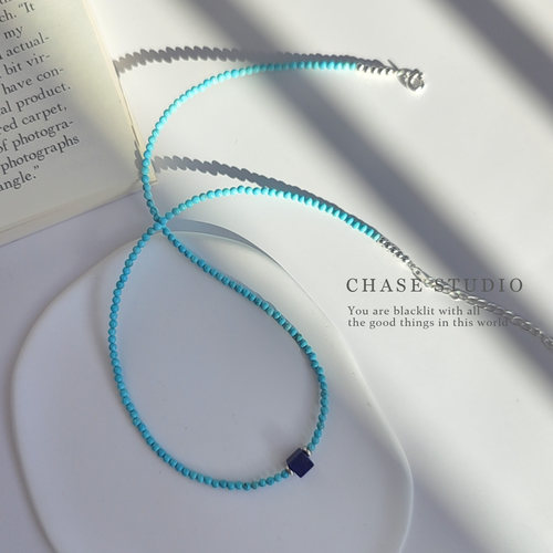 天然绿松石小众高级感锁骨链