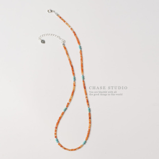 天然绿松石串珠项链女小众高级感锁骨链 原创玛瑙 追逐CHASE