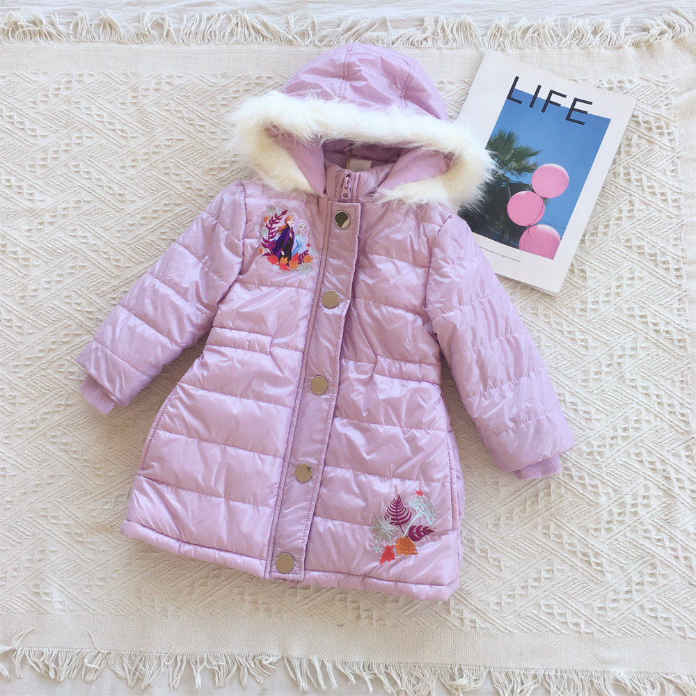 超美紫色冰雪公主刺绣棉衣冬季