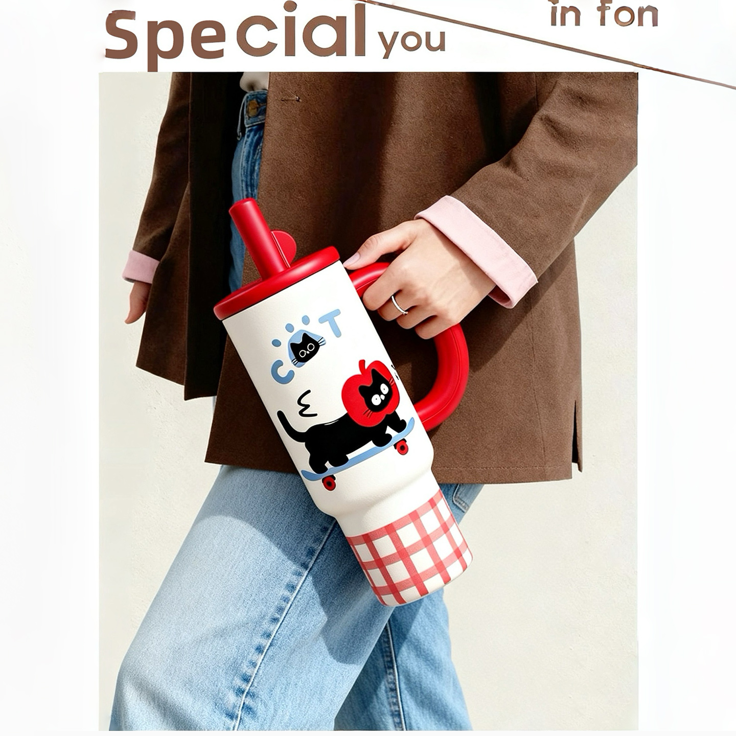 保温杯巨无霸吸管杯子