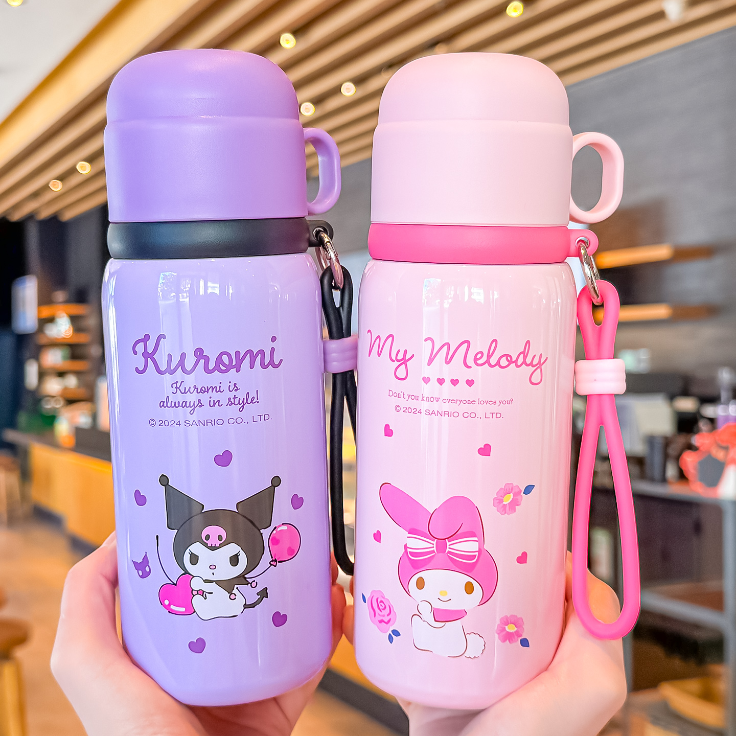 库洛米儿童保温杯女孩上学专用吸管杯大容量2025新款可爱女生水壶