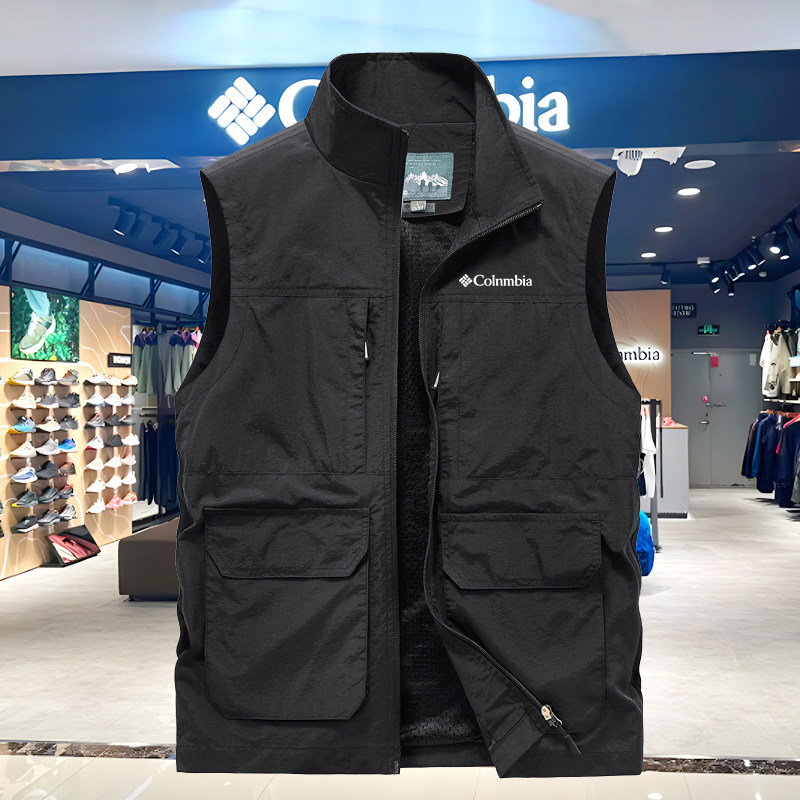哥伦夏季薄款马甲男土户外休闲透气中年钓鱼坎肩背心摄影马夹外套