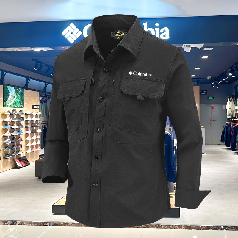 哥伦长袖衬衫男士夏季百搭工装寸衫宽松休闲衬衣薄款透气复古上衣