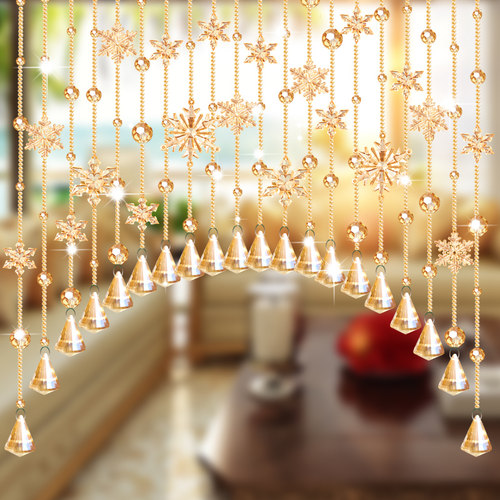 门帘卧室洗手间水晶雪花帘免打孔