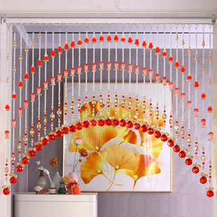 新款 珠帘门帘卧室隔断玄关葫芦阳台免打孔撑杆挂帘子门对门婚庆