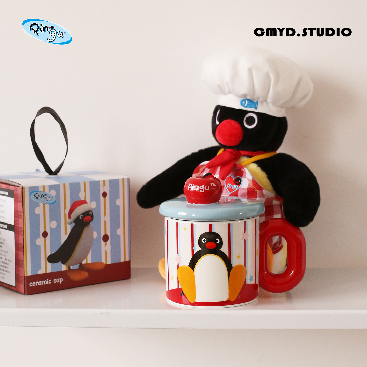 CMYD·Pingu苹果马克杯带盖陶瓷企鹅水杯子情侣对杯生日新年礼物,餐饮具,马克杯,淘宝优惠券,粉丝福利购,淘宝优惠卷