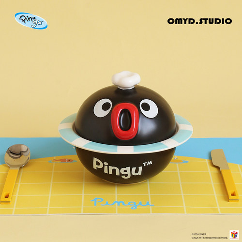正版Pingu游泳圈泡面碗带盖礼物
