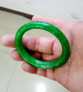 天然缅甸翡翠a货满绿玉手镯女款祖母绿干青玉镯子铁龙生玉镯玉石